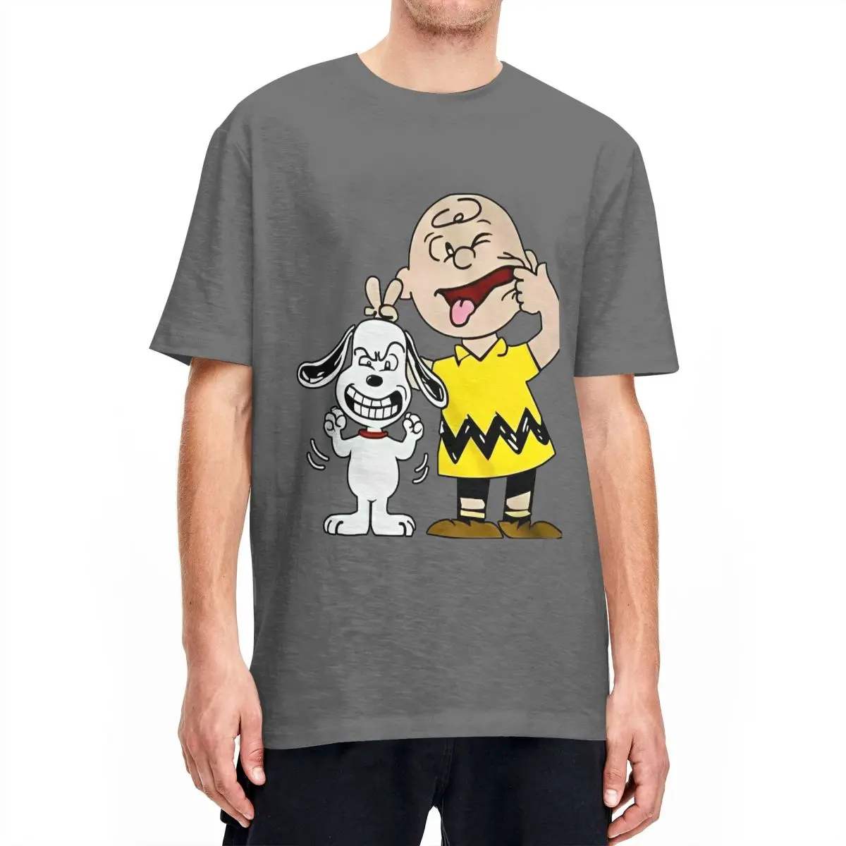 thumbnail image 1 of Camiseta para hombre, camisetas de Peanuts, Charlie Brown y Snoopy, camisetas de verano con dibujos animados de Harajuku, camisetas estéticas de algodón de talla grande, 1 of 5
