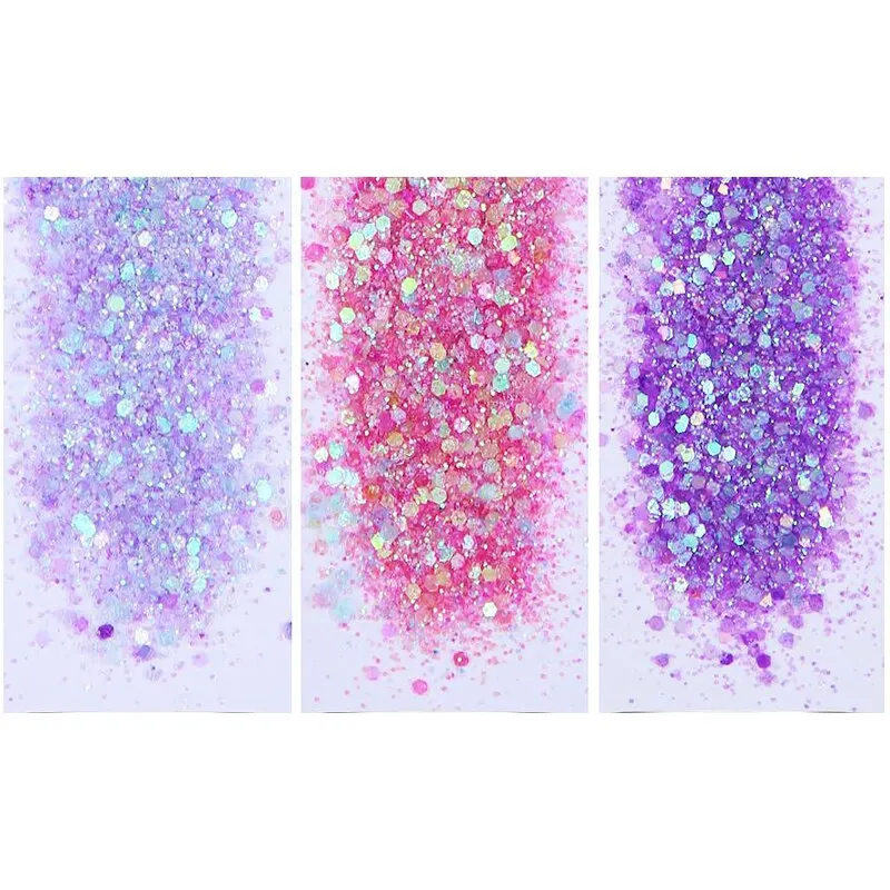 nail art decor Three Pieces Mixed Purple Glitter Flakes Crafts Sparkles Nail Sequins Stickers Accessories