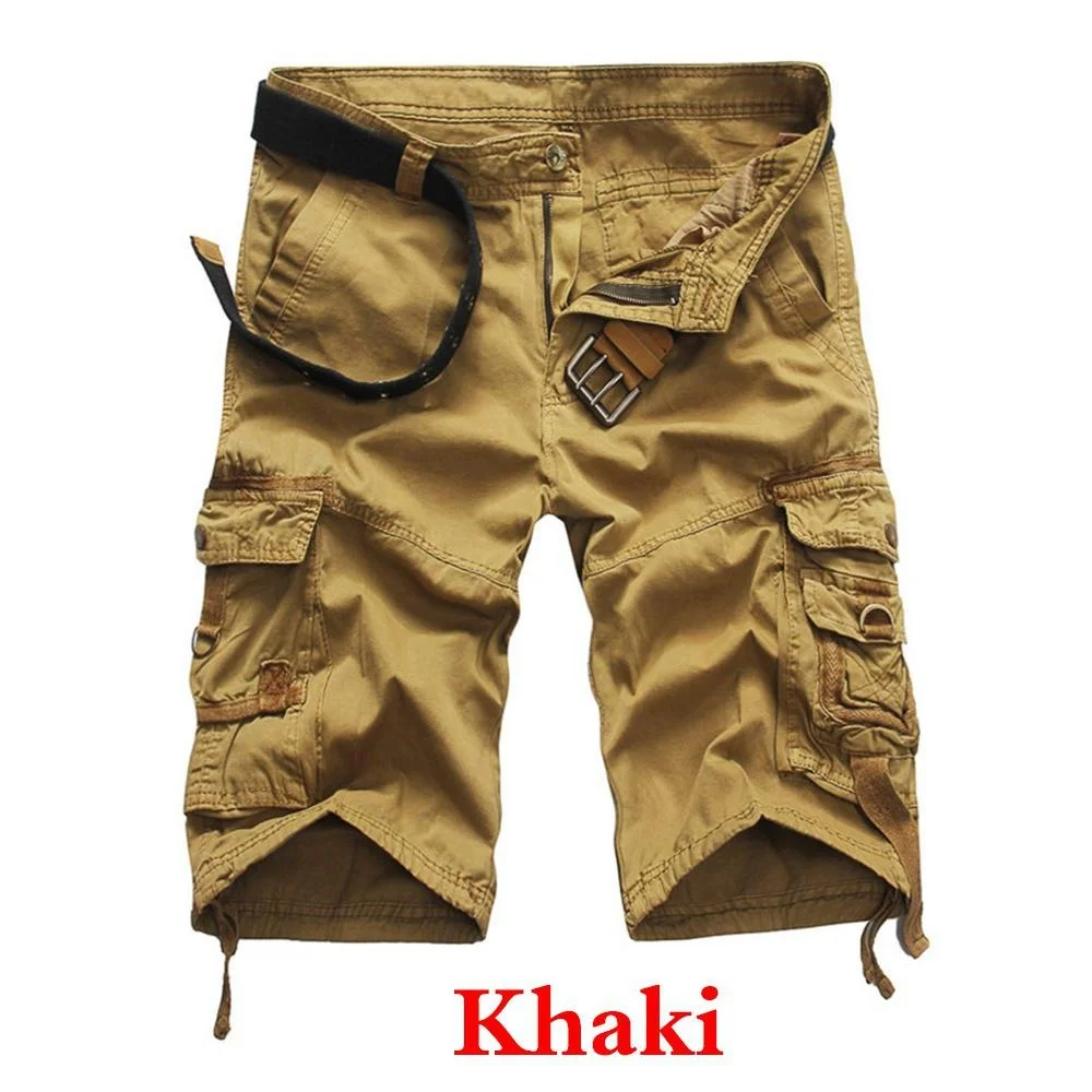 2024 High Quality Mens Camouflage Loose Shorts Solid Color Mid Waist Mens Work Street Casual Short