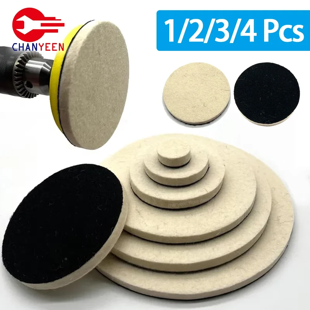 1/4Pcs 양모 펠트 연마 패드 M10 M14 유리 스테인레스 스틸 폴란드어 수리 도구 흠집에 대 한 75mm 100mm 125mm 1..