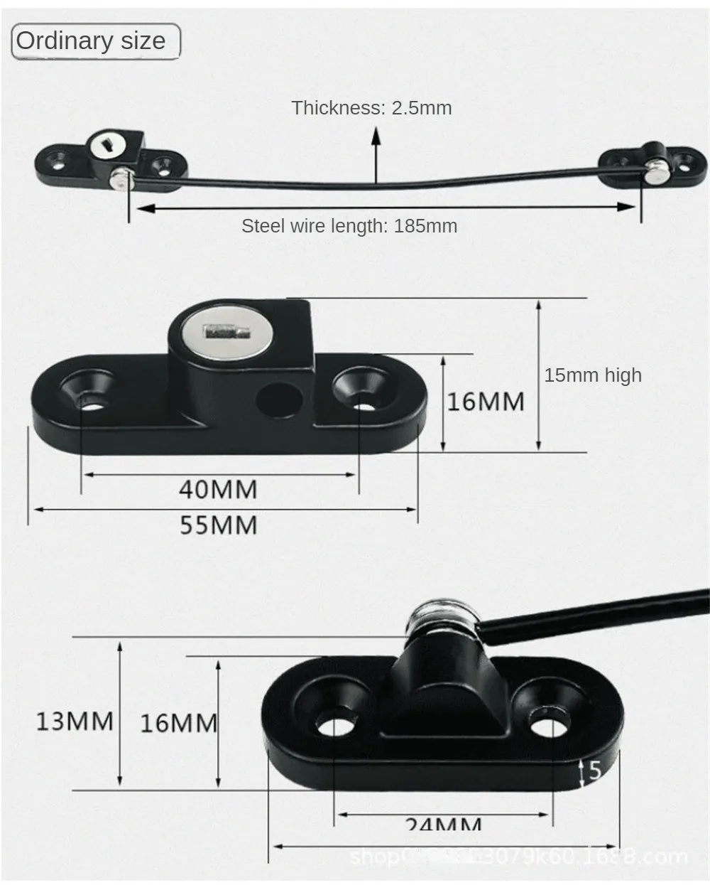 Description Picture 5 of itemSet Window Door Cable Restrictor Ventilator Baby Kids Child Safety Security Chain Lock Kits Stainless Steel