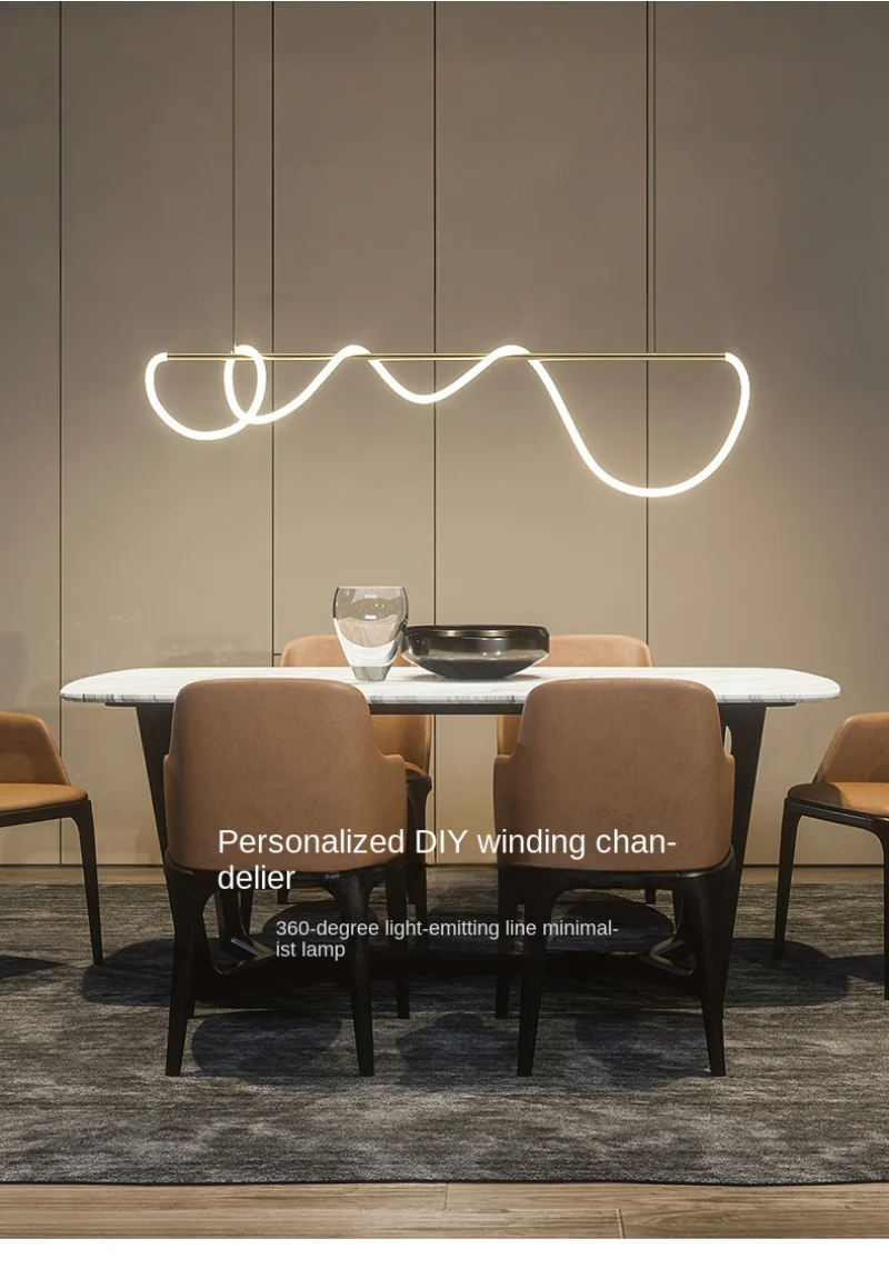 Italienischer langer Kronleuchter, minimalistischer DIY-Designer-Kronleuchter, kreative Röhrenlampe, Wohnzimmer, Schlafzimmer, Esstisch, Leuchten – Detail 25