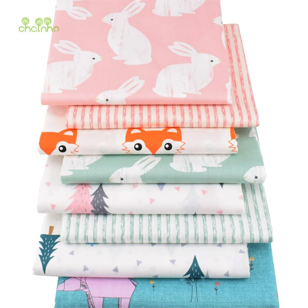 Chainho,Printed Twill Weave Cotton Fabric,DIY Sewing Quilting Material,Patchwork Cloth,8 Designs Cartoon Series,2 Sizes,15C314