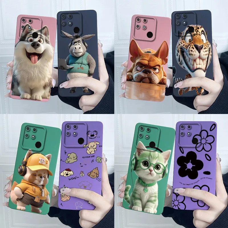 Lovely Cartoon Bumper Cover - Matte Liquid Soft Silicone Camera Protective Phone Case