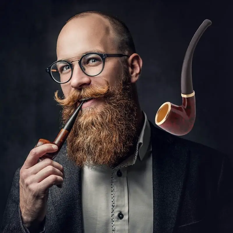 Smoking Accessories Tobacco Pipe Tobacco Smoking Accessories Herb Smoking Pipe Smoking Pipe Handicraft Pipe 107mm Vintage Durable Resin Curved Tobacco Cigar Cigarette Pipes Smoking Pipe Black Gifts Smoking Accessories