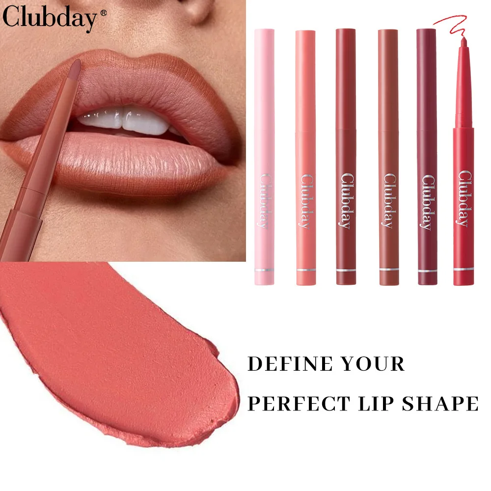 6 Nude Matte Matte Lipstick Pencil Set Waterproof Sweatproof Non-Stick Cup Non-Fade Swivel Hook Lip Pencil 3