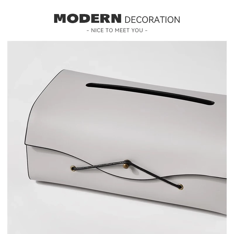 Light luxury Leather&Wooden Tissue Box Home Decor Living Room Paper Box Office Bedroom Hotel Napkin Holder Storage Organizer 6