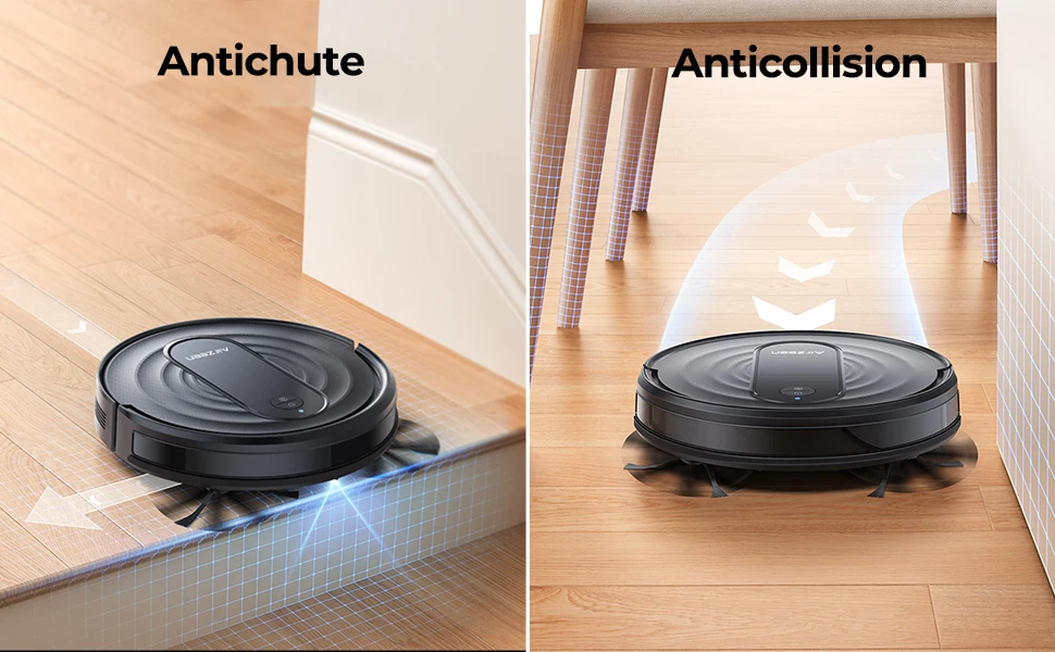 Aspirateur Robot Airzeen J10 - 4000Pa + Laveur - Recharge Auto - Contrôle APP/Télécommande - Pour Animaux