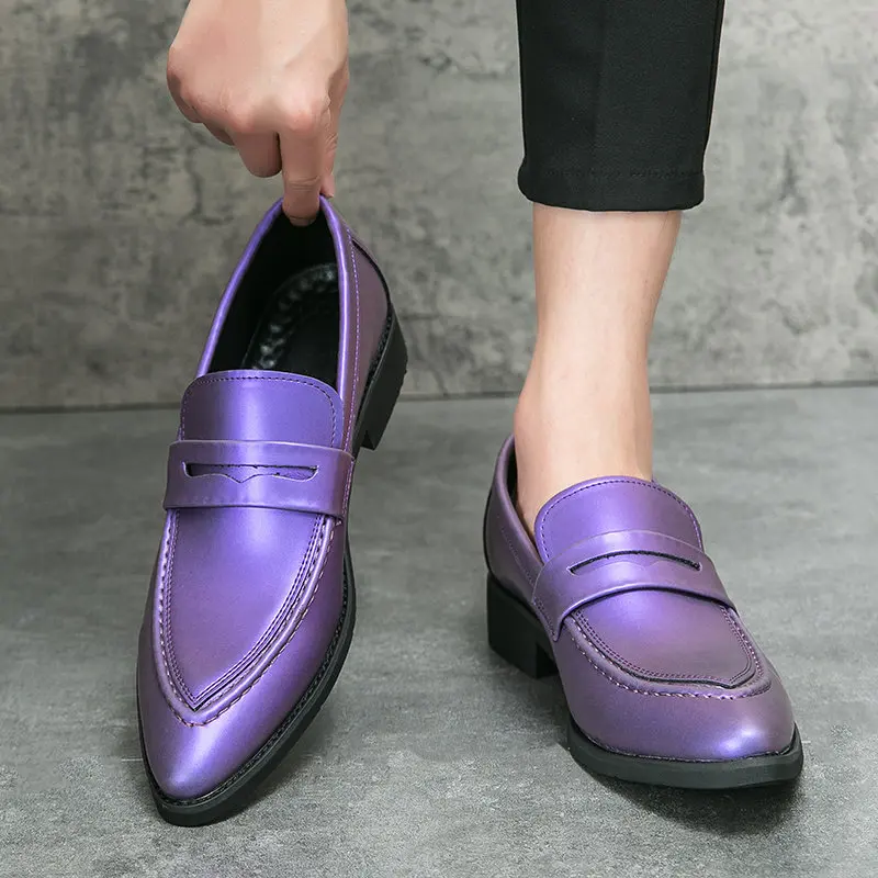 Elegant Formal Dress Shoes for Men Big Size 47 Green Purple Luxury Leather Casual Shoes Wedding Mens Fashion Oxfords Loafers