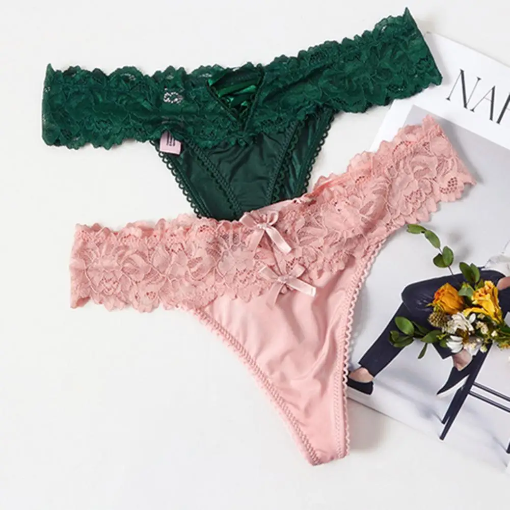 Women White Sexy Lace Panties Low-waist Underwear Thong Female G String Breathable Lingerie Temptation Embroidery Intimates