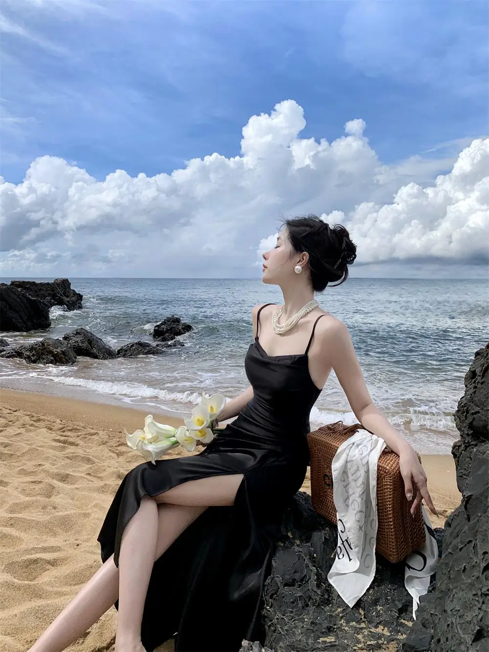 Sexy Satin Black Dress Women Spaghetti Strap New Summer High Split Backless Beach Slim Mermaid Evening Party Dresses Prom Robe