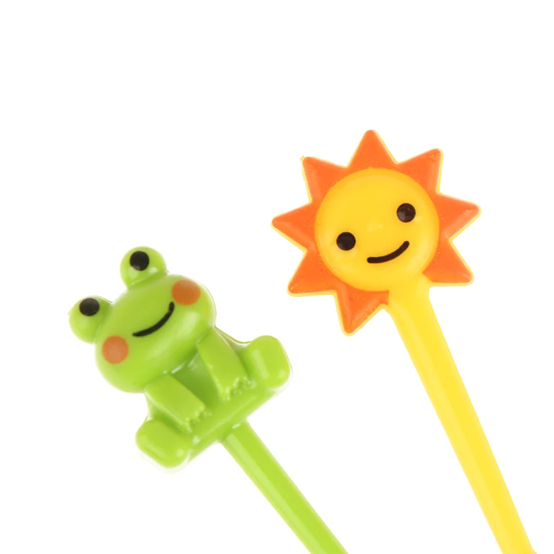Description Picture 5 of item8Pcs Cartoon Animals Fruit Forks Mini Kids Snack Cake Dessert Food Stick Cute Duck Frog Toothpick Bento Decoration Tableware