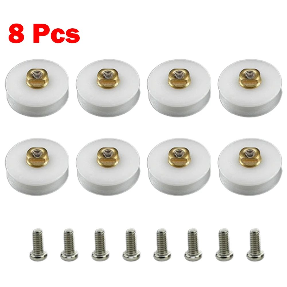 8Pcs Shower Room Pulley Bathroom Sliding Glass Door Wheels Nylon Copper