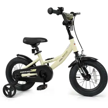 Children's Bikes, 12-18 Inch with Training Wheels, Dual Brakes, Adjustable Seat & Handlebar, Suitable for 3-8 Years
