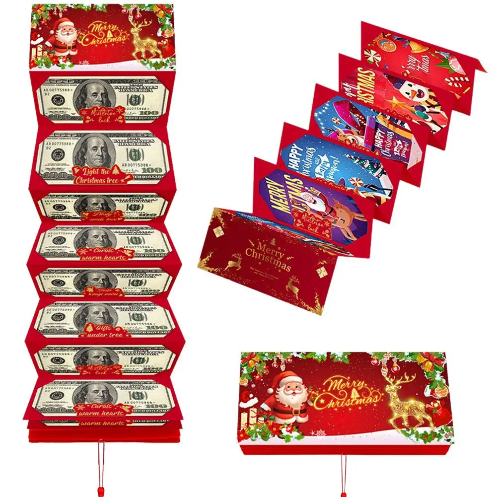 10 Card Christmas Red Envelope Position Cash Wallet Gift Card Christmas Surprise Party Greeting Card lucky money Box