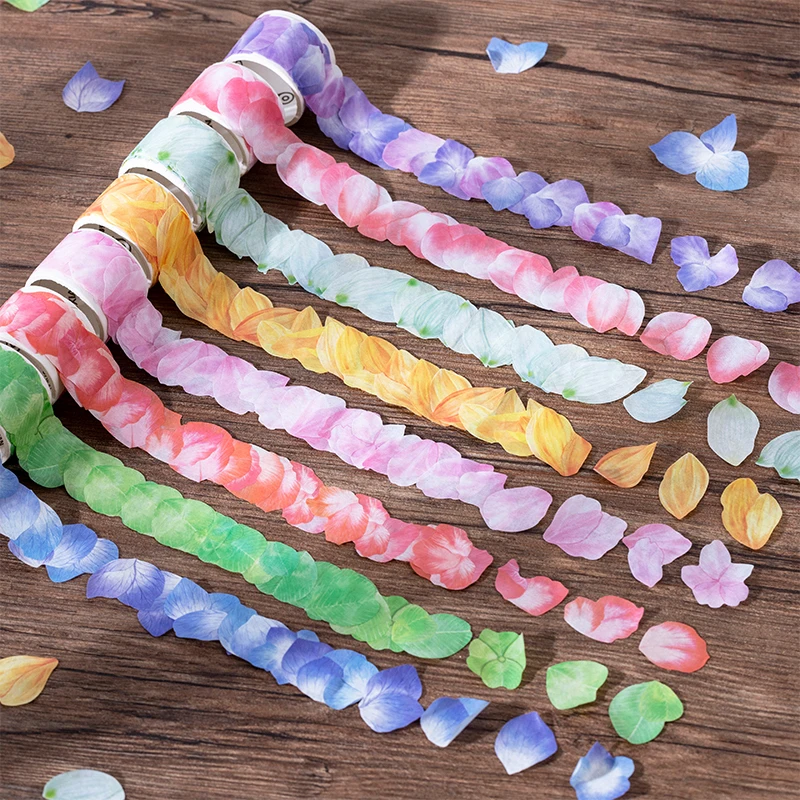 

100pcs Hundred Flowers Petal Decorative Adhesive Tape INS Tulip Masking Washi Tape Diy Scrapbooking Sticker Label Stationery