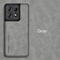 Luxury Plain Leather Shockproof Protective Case - Matte Silicone Cover and Bumper for Edge 50 NEO (Gray)