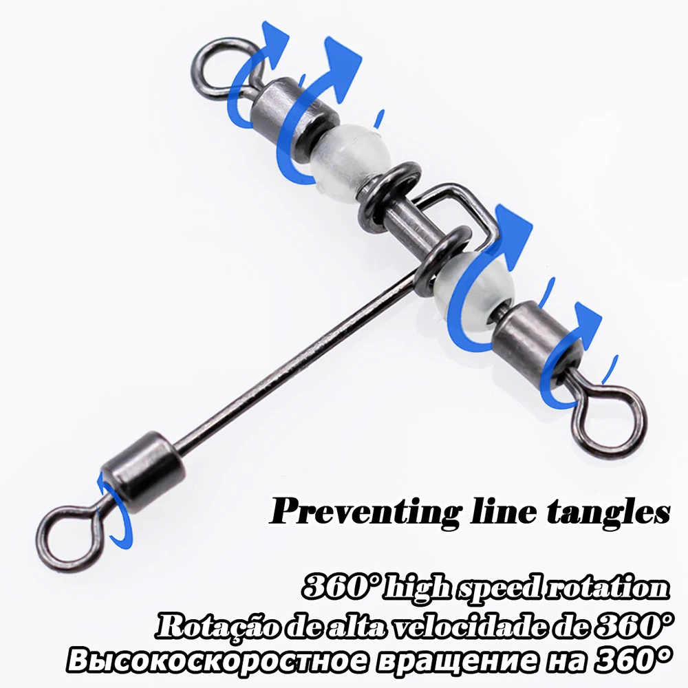 Fishing 3-Way Connector 10Pcs Stainless Steel Bait T-Shape Quick Connector Luminous Anti Entanglement Fishing Gear Accessories