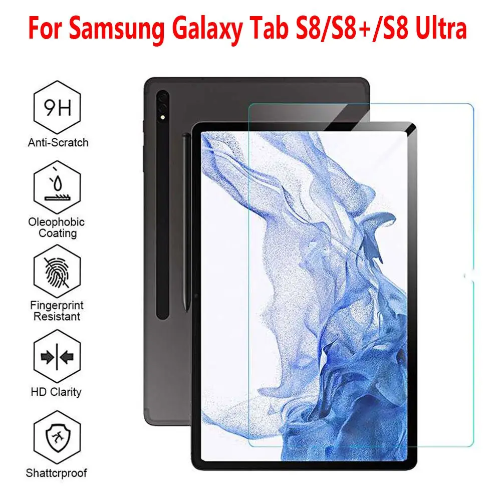 

HD Tempered Glass Tablet Screen Protector Film Scratch Proof Cover For Samsung Galaxy Tab S8/S8 Plus/S8 Ultra 11 12.4 14.6 inch