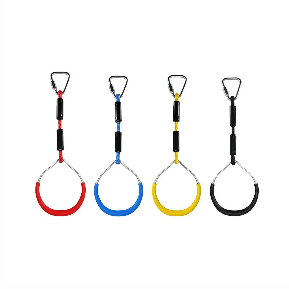 2Pcs Colorful Gymnastics Rings Smooth Handles For Playground Obstacle Course Fitness Bone Development Monkey Bar Climbing