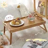 Portable Natural Bamboo Bed Tray Breakfast Laptop Desk Reading Gaming Desk Folding Table Useful Simple Kitchen Tool 2