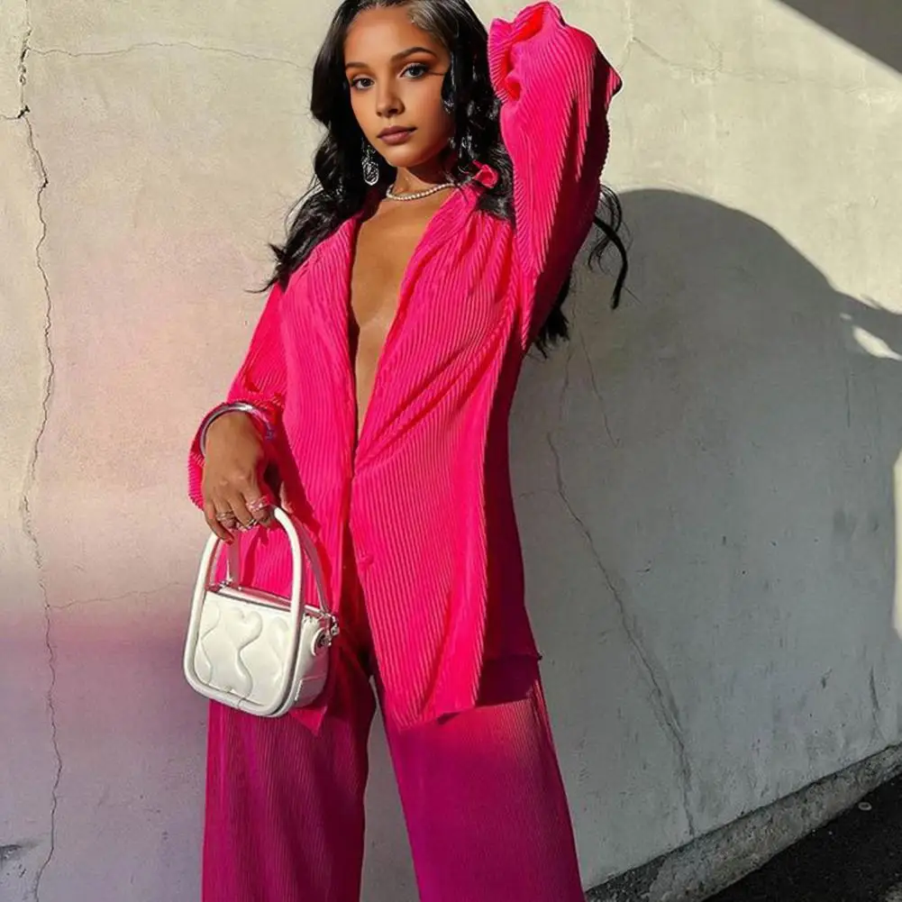 

Костюм Женский Повседневный из двух предметов, элегантная рубашка и брюки с отложным воротником, Топ с длинным рукавом, Свободная блузка с широкими штанинами и поясом