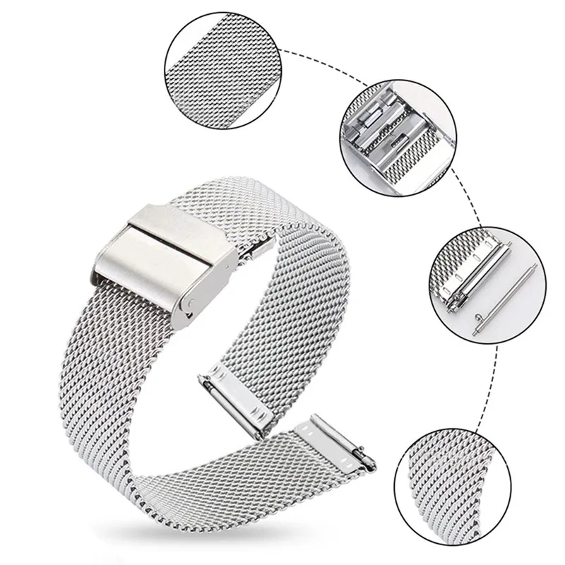 Elegant Stainless Steel Mesh Milanese Loop Watch Band - Quick Release Strap