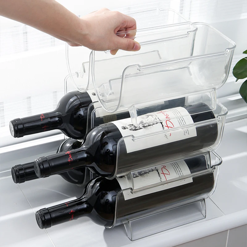 1/2/4Pcs Transparent Wine Rack Storage Universal Wine Bottle Holder