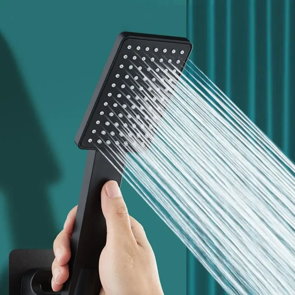 

High Pressure Shower Head Square Handheld Sprinkler Silver/Black Multi-function Universal Sprayer Home Bathroom Accessories