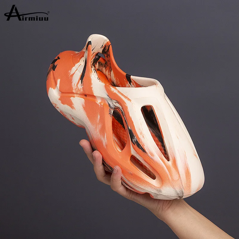 

Летние камуфляжные туфли с отверстиями, трендовые дышащие мужские пляжные туфли унисекс из ЭВА, уличные повседневные удобные нескользящие сандалии