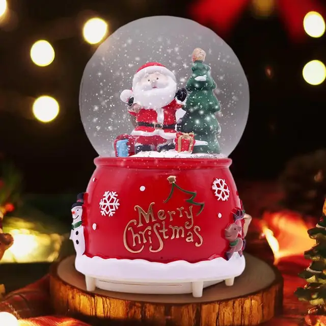 Santa Snow Globes Musical Battery Powered Colorful LED Snow Globe Music Box Christmas Home Decorations For Table Mantel 3