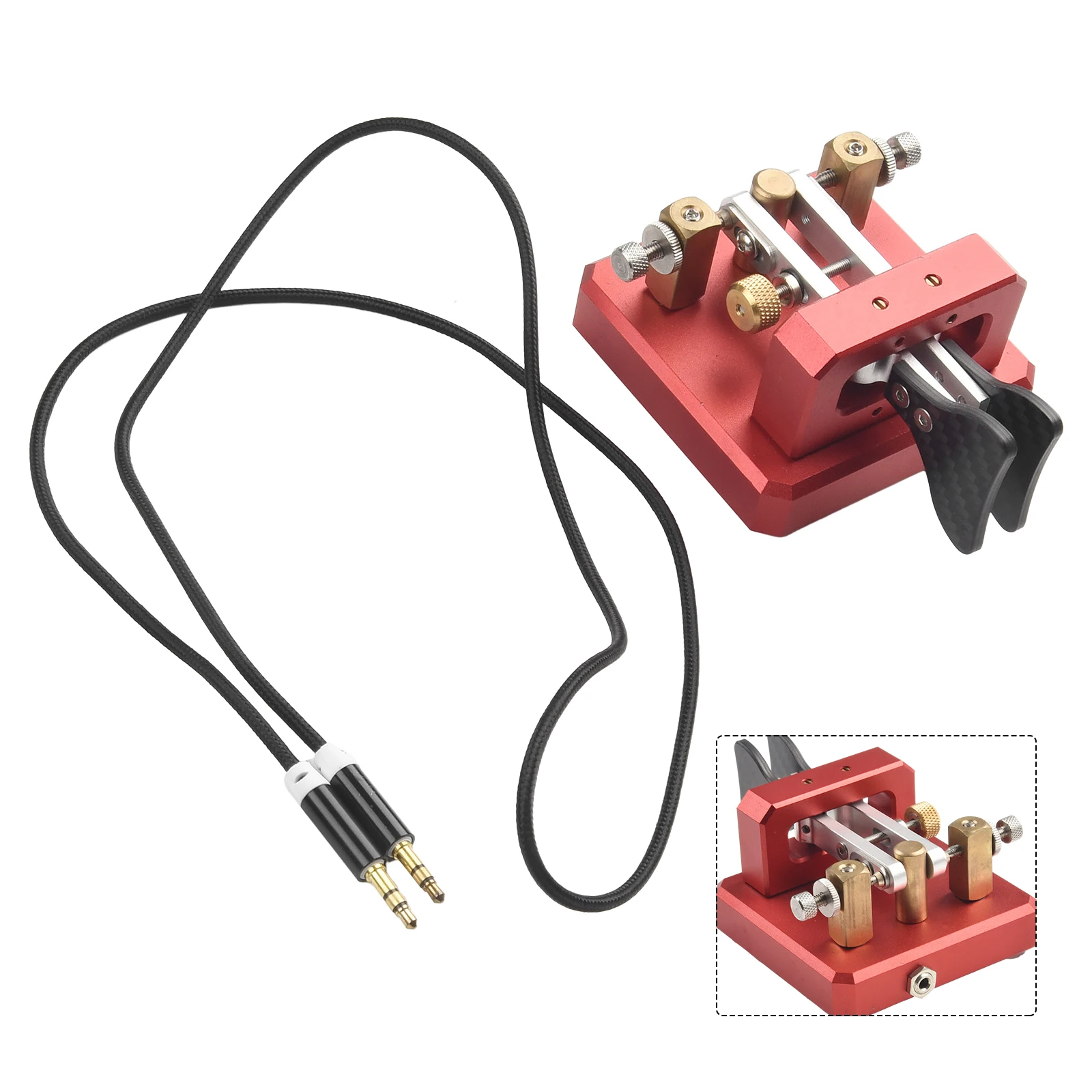 

Shortwave CW Transmitter For Ham Radio Users Telegraph Key Dual-Paddle CW Key Dual 3.5mm Audio Interface Durable