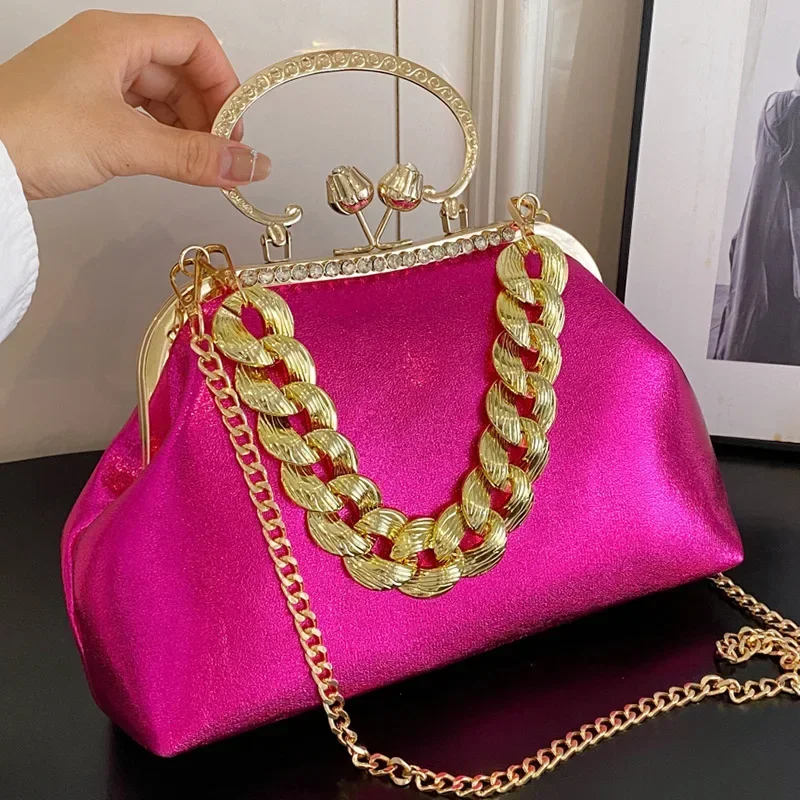 2024 Luxury Women Gold Green Chain Messenger Bags PU Leather