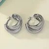 86296-a57fea.jpg Boucles d'oreilles créoles épaisses en acier inoxydable pour femmes et filles, couleur or, Double anneau, goutte géométrique épaisse, bijoux de déclaration, cadeau