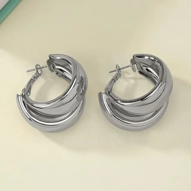 86296-a57fea.jpg Boucles d'oreilles créoles épaisses en acier inoxydable pour femmes et filles, couleur or, Double anneau, goutte géométrique épaisse, bijoux de déclaration, cadeau