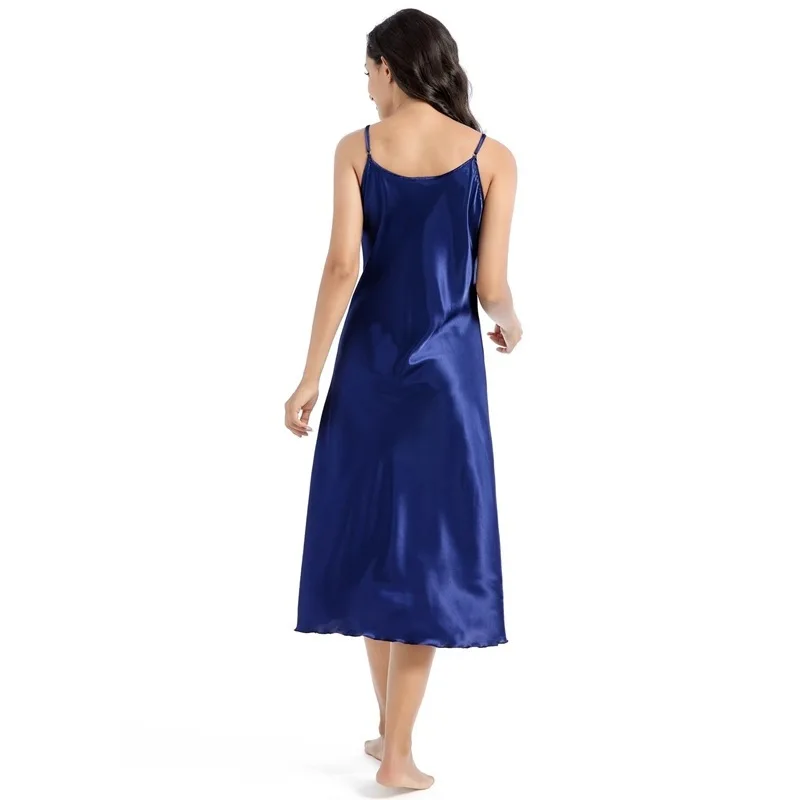 Factory Goods Directly for Long-slim Sexy V-neck Sling,Soft and Smooth Thin Twisted Silk Nightdress Sleepwear Women Summer Dress