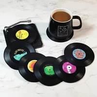 Vinyl Record Coasters – Retro Non-Slip Drink Mats for Music Lovers-2/4/6PCS