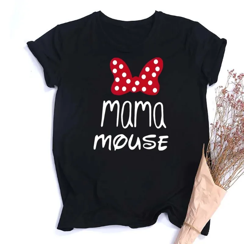 Mama Mouse & Mimi Mouse Print Family Outfits Short Sleeve Family Matching Outfit Mom Tshirt+Newborn Romper Baby Mom Clothes 5