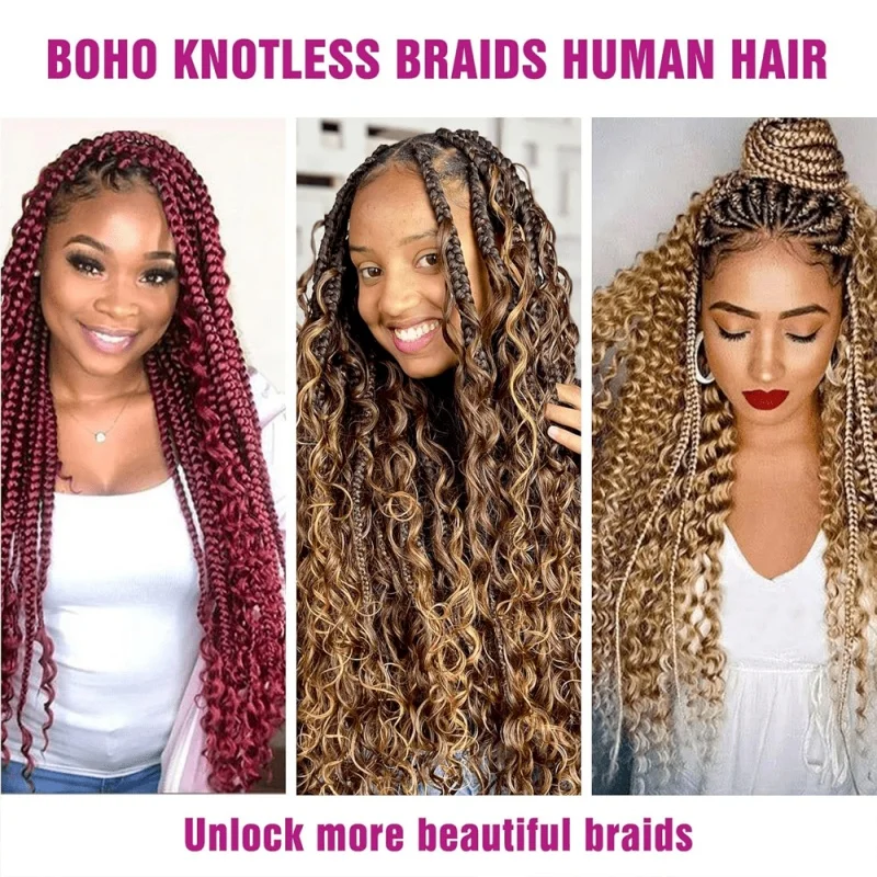 30Inch Colored Human Hair Bulk For Boho Braiding Curly Brazilian Highlight Deep Wave Human Hair Extension No Weft 2 Bundles 110g 5