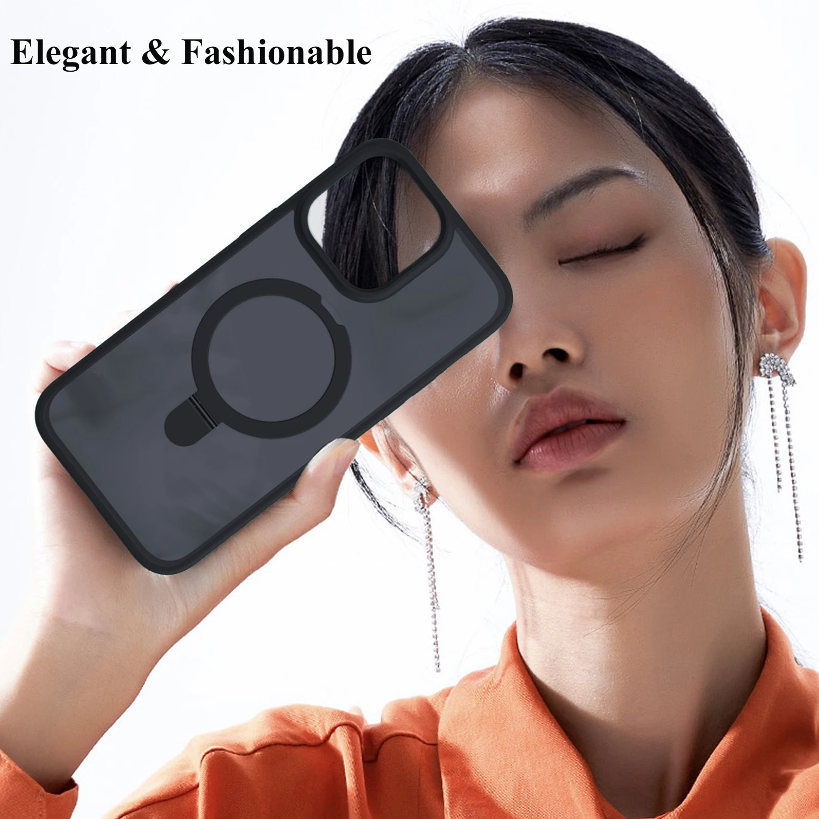 Translucent Mobile Phone Case with Ring Stand for iPhone