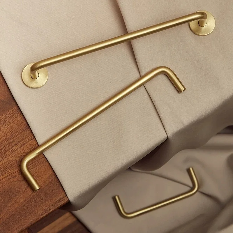 มือจับเฟอร์นิเจอร์ทองเหลืองแท่งยาว มือจับตู้เสื้อผ้า ตู้ บานประตู ตู้ครัว ตู้เก็บของ ลูกบิดและมือจับตู้ 1