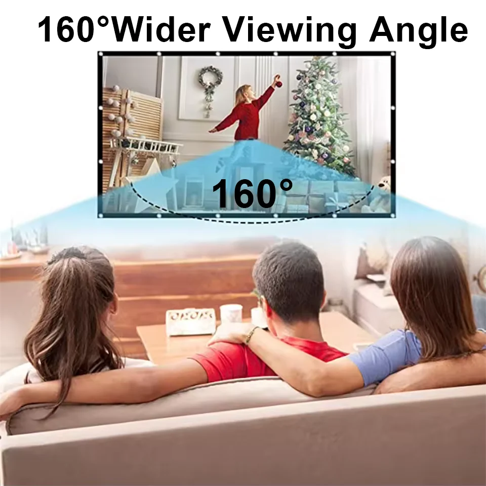 Projection screen high brightness portable anti-light projector curtain metal reflective cloth fabric black border eyelets