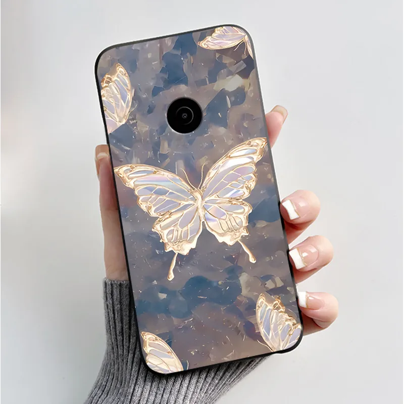 Cute Flower Cartoon Soft Silicone Phone Case – Black Printed Shell Cover