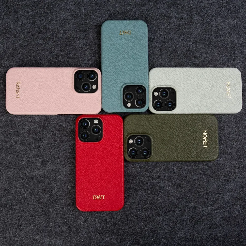Luxury Custom Logo Genuine Leather Shockproof Phone Case Cover