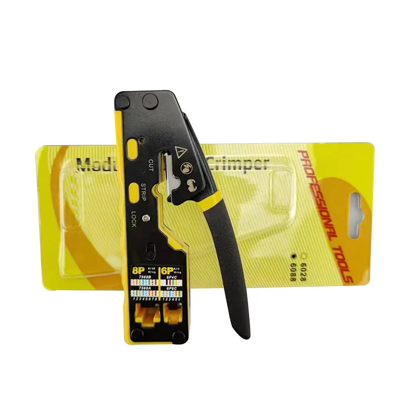 VANDESAIL Rj45 Pass Through Crimp Tool Cat6 Cat6A Cat5 Cat5e Crimping Tool with 8P/6P Pass Through Ethernet Crimper