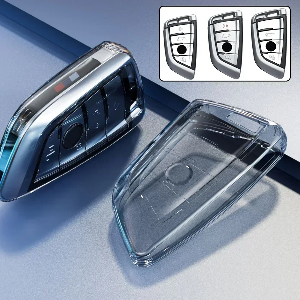 Car Transparent Key Case TPU Full Cover Protection Shell Bag for BMW F90 F48 G01 G02 F15 F85 F16 F86 F45 F46 G30/G31/G32/G11/G12