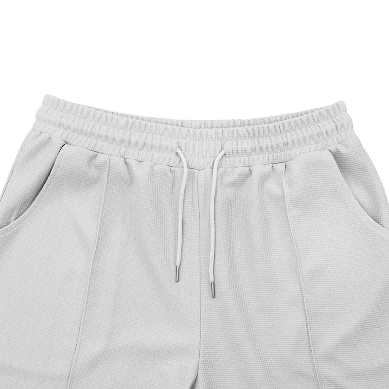Summer American Retro Loose Casual Men's Wear Suit Elegant Fashion Handsome Splicing V Neck Tie Short Sleeve Shorts Chic Tops