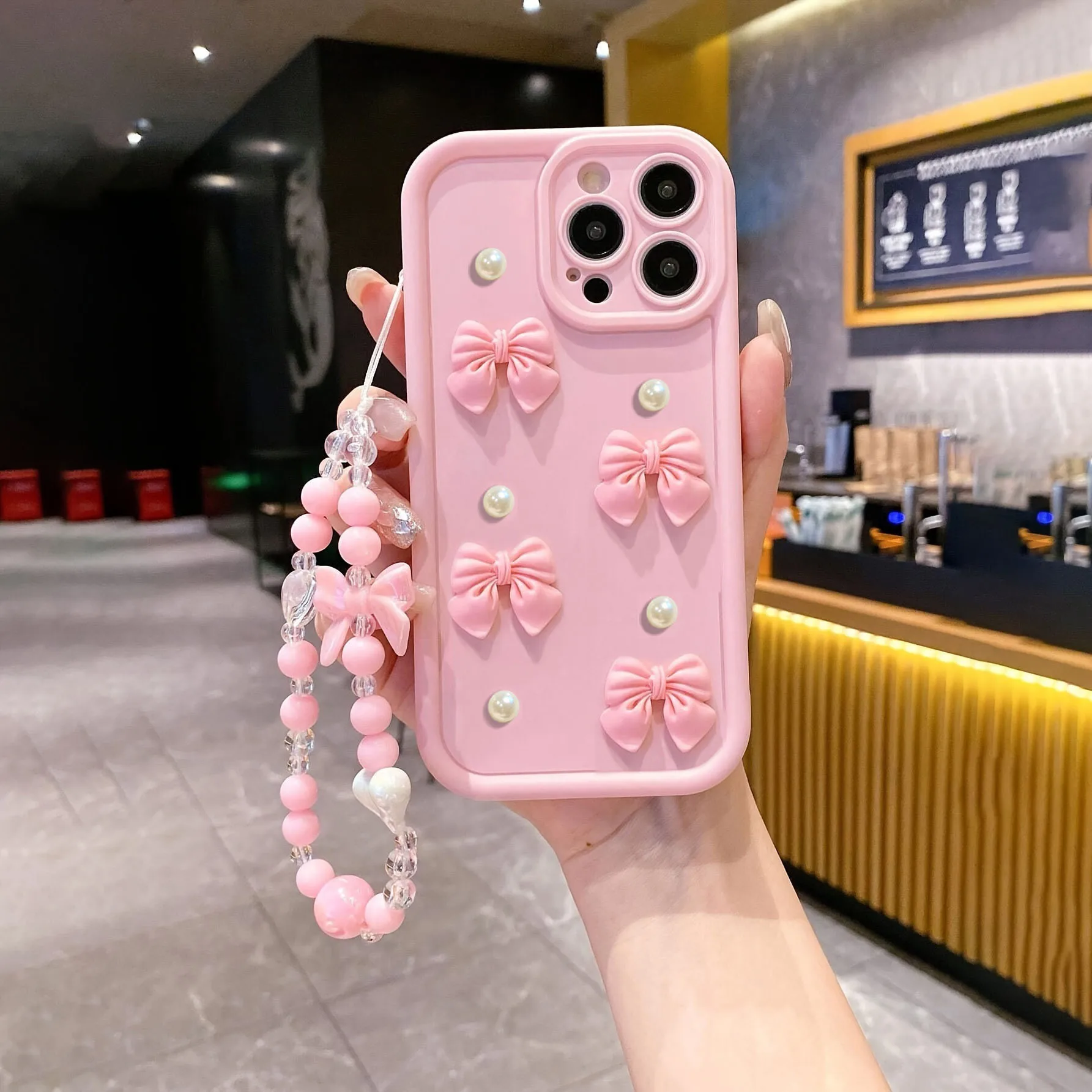 Adorable 3D Pearl Bowknot Silicone Phone Case