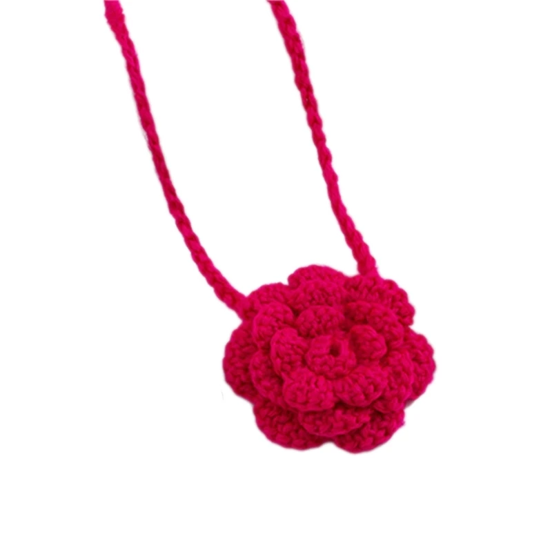 634C Trendy Adjustable Rope Choker Necklace Knitted Rose Flower Charm Clavicle Chain Fashionable Y2K Neckwear Neck Jewellery