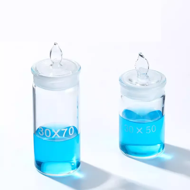 실험실 멸균 담그는 병, 유리 계량 병, 평평한 계량 접시, 뚜껑이 있는 밀폐 병
